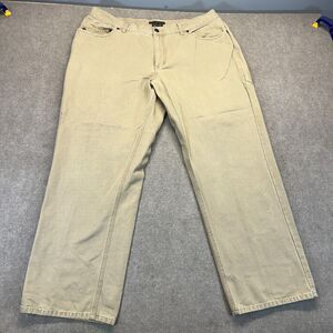 Royal Robbins Jeans Measured Size 38x29 Tan Light Distress 100% Cotton Straight